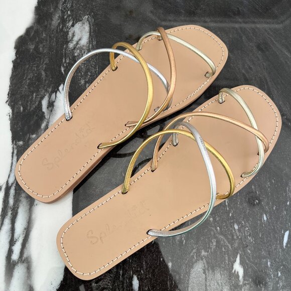 Splendid Metallic Gold and Silver "Frankie" Sandals - Size 7 - Brand New in Box - Picture 2 of 7